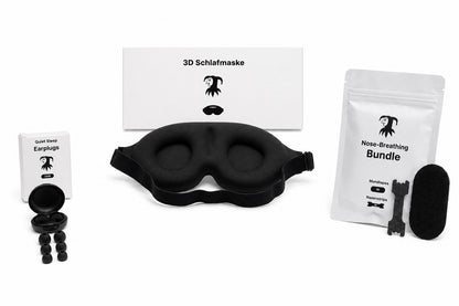 Black Bundle Pro: 3D Schlafmaske, Ohrstöpsel und Nose-Breathing Bundle – komplettes Schlafpaket